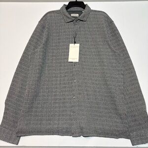 New Ike Behar Shirt XL Long Sleeve Button Down Shirt Striped Stretch Textured